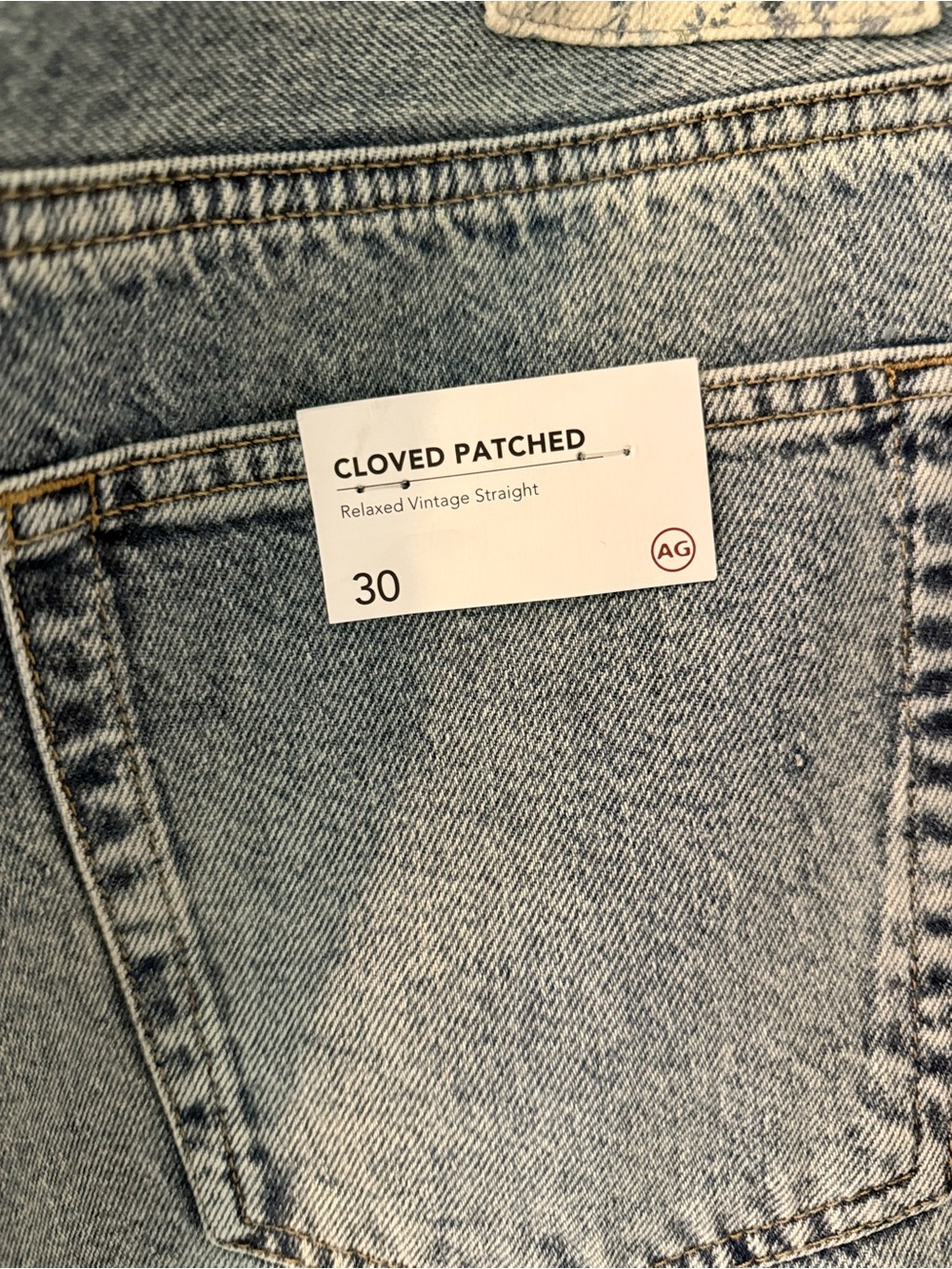 AG Adriano Goldschmied Patchwork Button Fly Straight Leg Jeans 30 NWT - Picture 5 of 6